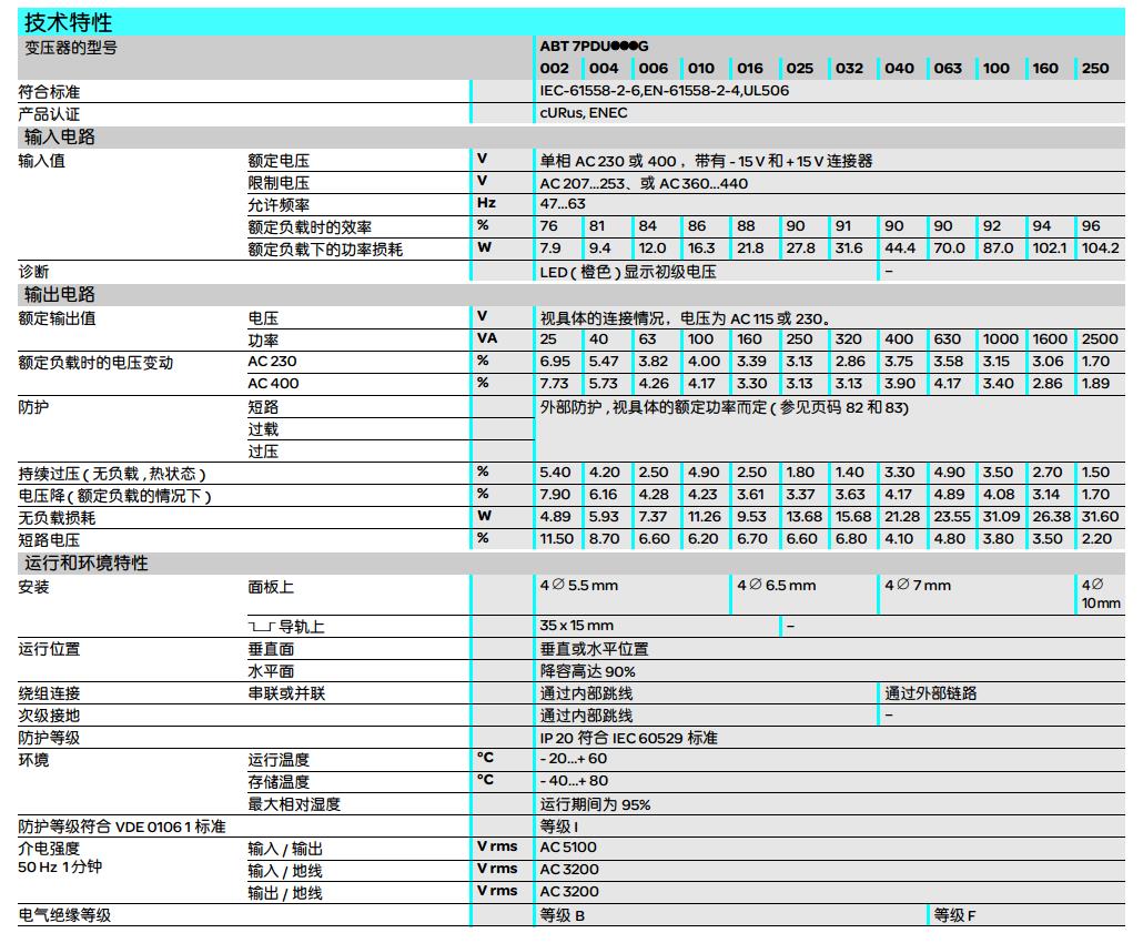 施耐德 Phaseo Universal系列 ABT7PDU063B 630VA 24/48VAC输出 安全隔离变压器