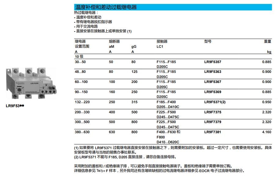 施耐德 国产TeSys D系列 LRD3357C 整定电流37-50A 热过载继电器
