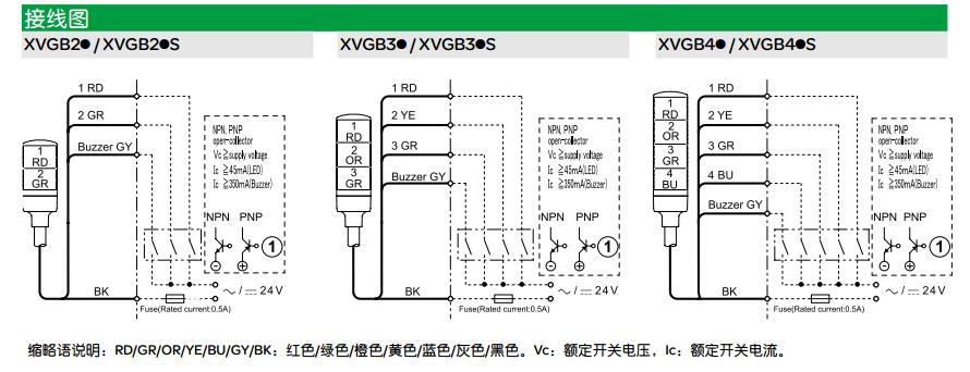施耐德 XVG系列 XVGB3W 3层 24VAC/DC 一体式信号灯