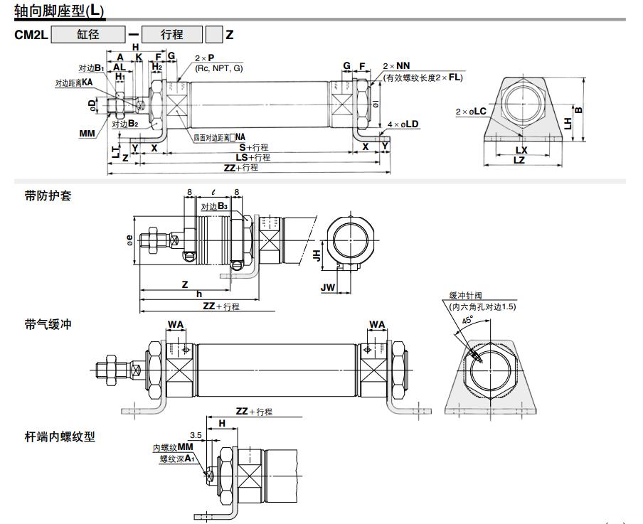 SMC CDM2B40-25Z 40mm缸径 新款标准型基本型安装式气缸（双作用）
