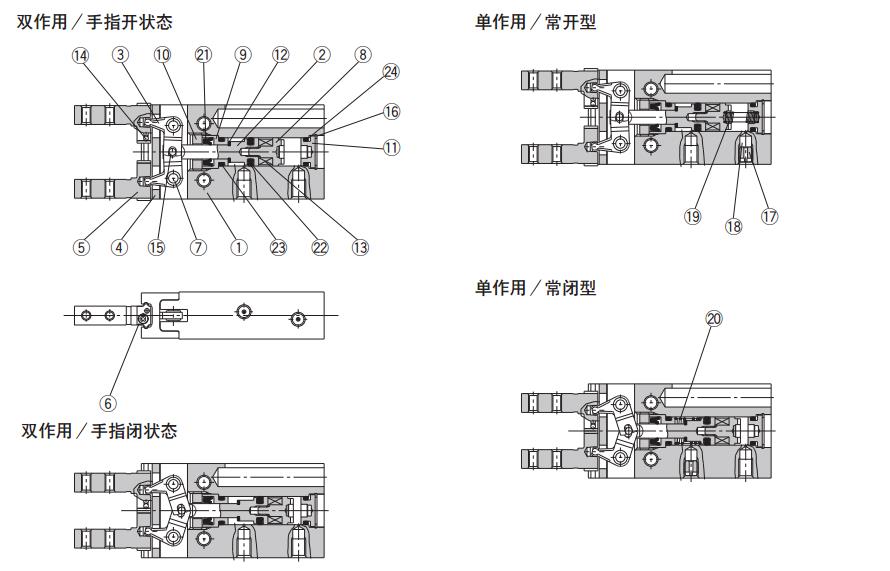 SMC MHZ2-10D 缸径10mm 双作用 平行开闭型气爪