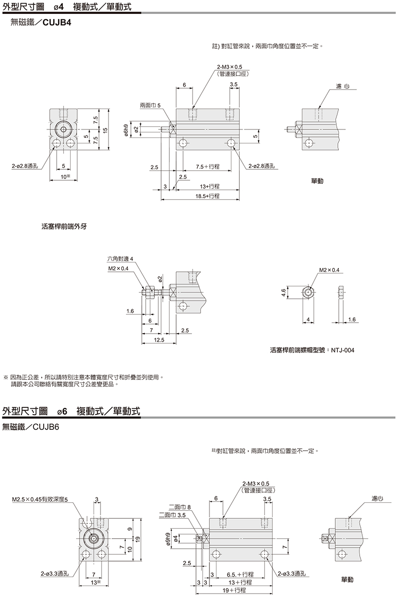 SMC CDUJB8-8D 缸径8mm 行程8mm 自由安装气缸