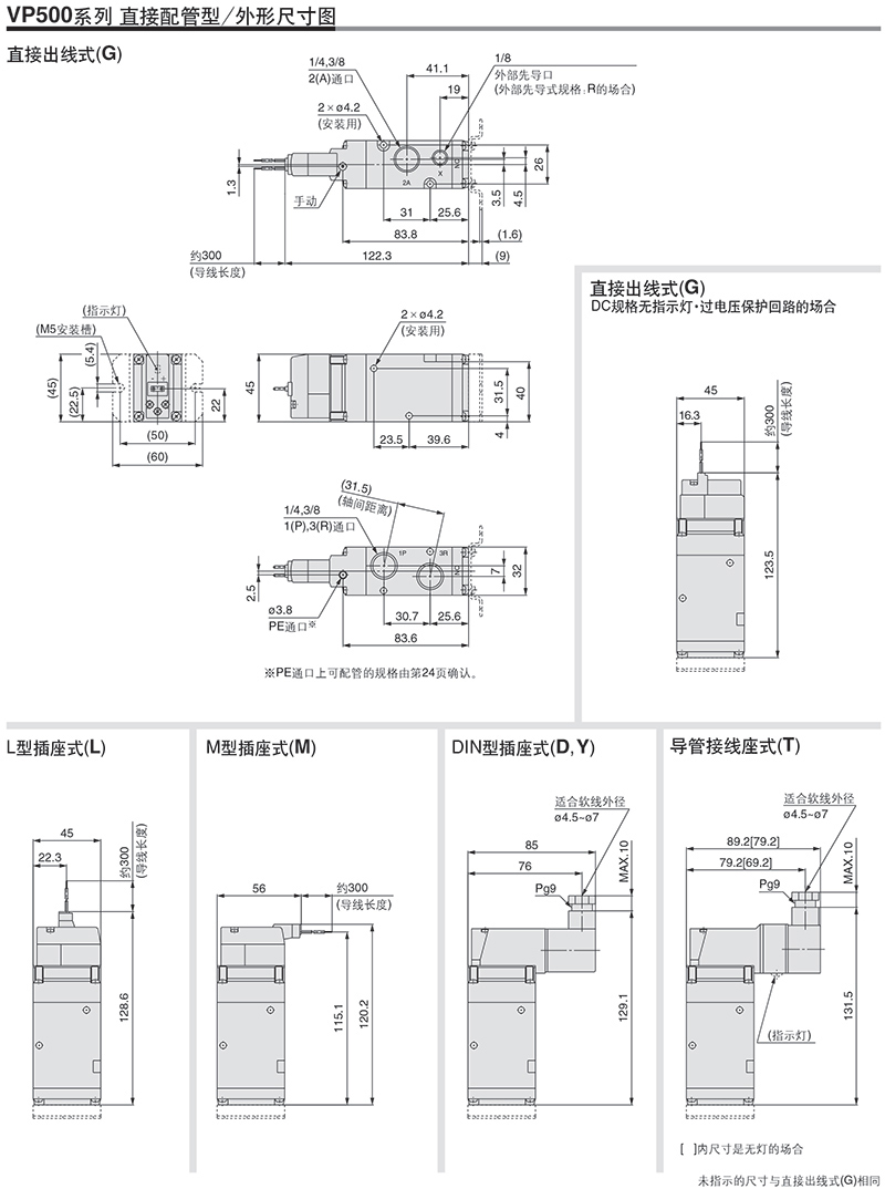 SMC VP542-5DD1-03A DC24V DIN型插座式 Rc3/8 三通二位电磁阀